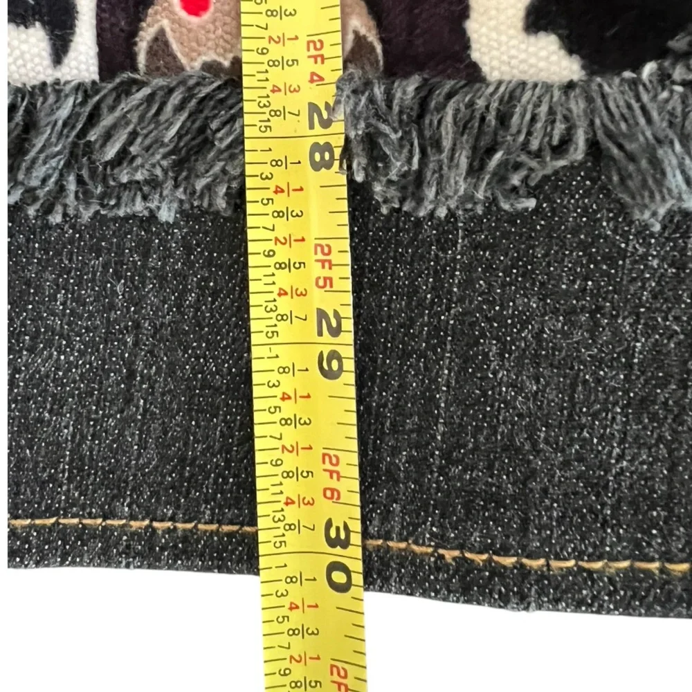 Etcetera Floral Velvet jacket Fringe Denim Size 4 tapestry boho FP - Picture 14 of 16